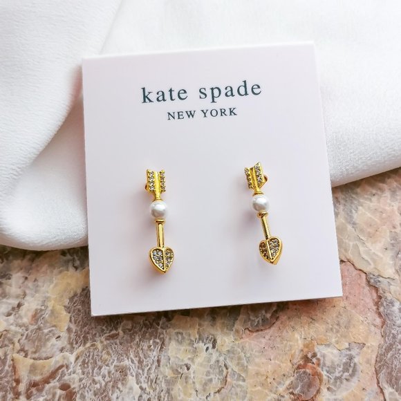 NWT Kate Spade Love Game Arrow Gold Earpins Earrings + dust bag